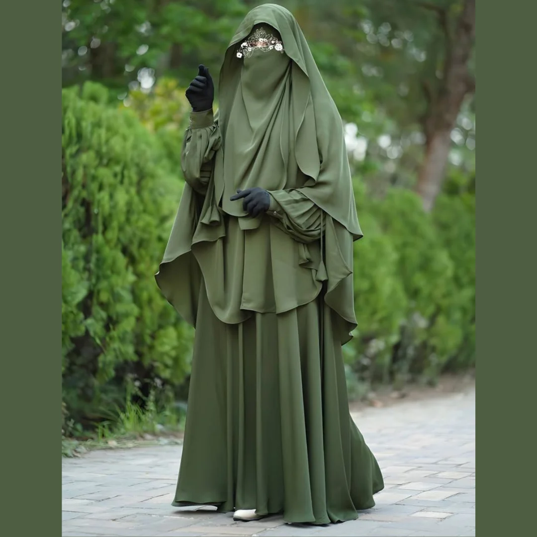 Cherry Fabrics Hoodie Hijab, Nose Niqab & Burkha Set